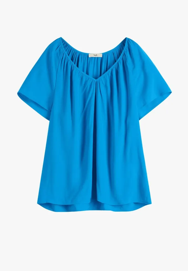 Hush Shirts and Blouses Women Sian Gathered V Neck Top Bright Blue Hush Shirts and Blouses Women Sian Gathered V Neck Top Bright Blue