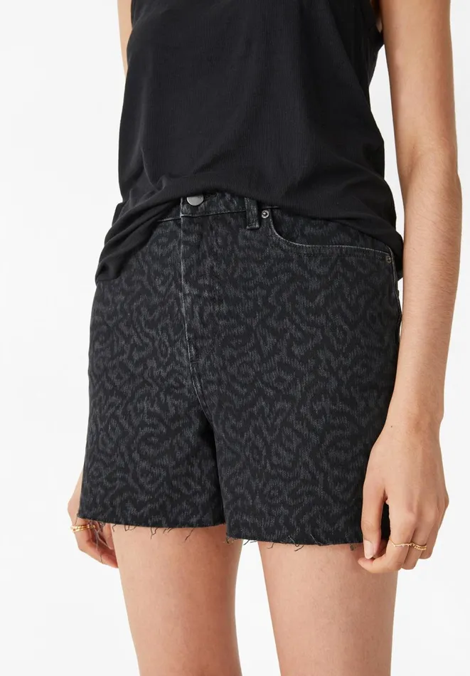 Hush Shorts Women Miles Printed Denim Shorts Washed Black