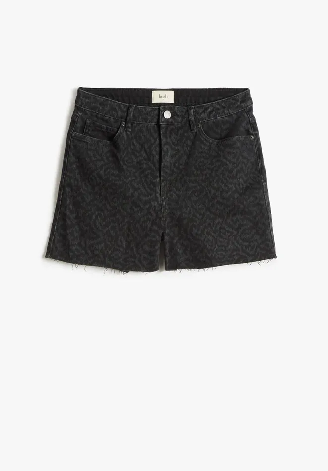Hush Shorts Women Miles Printed Denim Shorts Washed Black