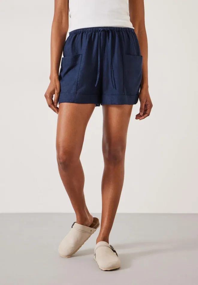 Hush Shorts Women Nova Linen Cargo Short Midnight Navy Hush Shorts Women Nova Linen Cargo Short Midnight Navy