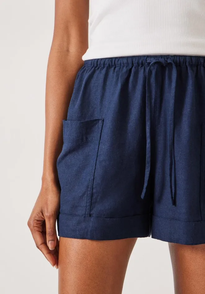 Hush Shorts Women Nova Linen Cargo Short Midnight Navy Hush Shorts Women Nova Linen Cargo Short Midnight Navy