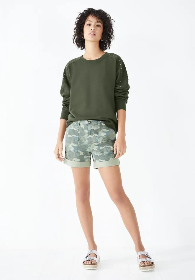 Hush Shorts Women StretchCotton Chino Shorts Camo