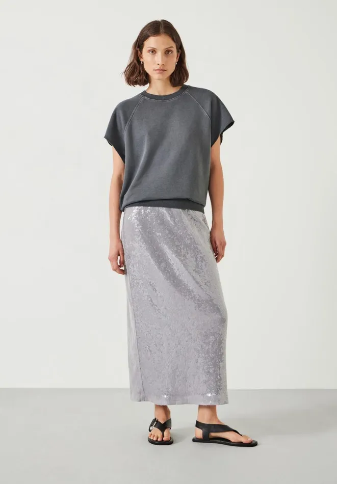 Hush Skirts Women Anais Sheer Sequin Midi Skirt Opal Grey Hush Skirts Women Anais Sheer Sequin Midi Skirt Opal Grey