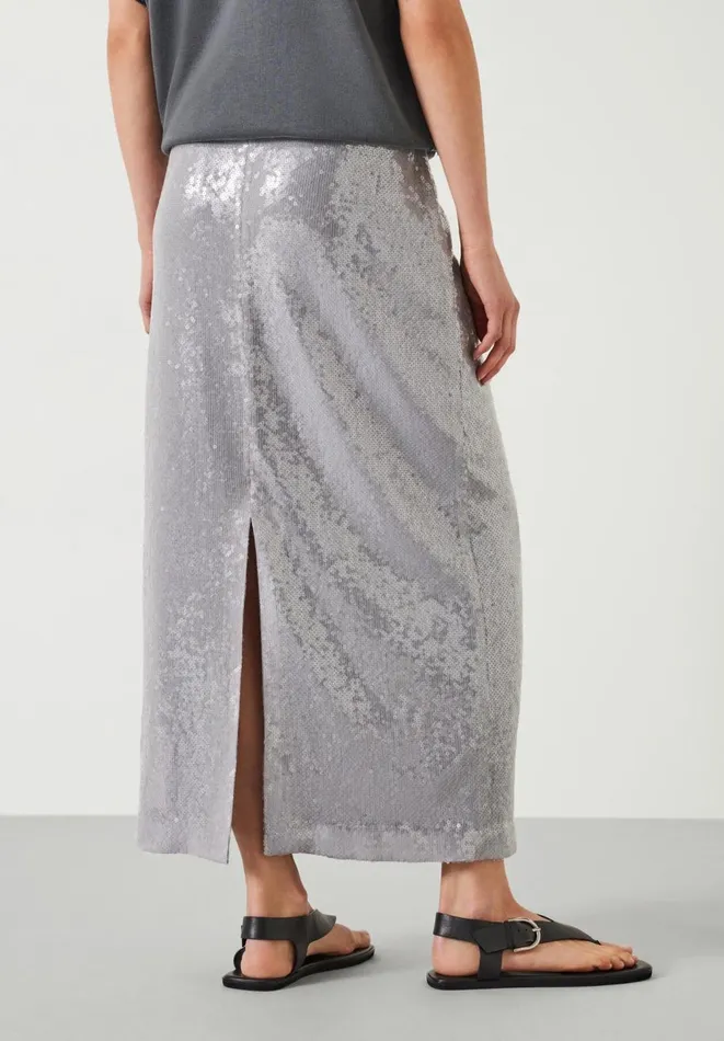 Hush Skirts Women Anais Sheer Sequin Midi Skirt Opal Grey Hush Skirts Women Anais Sheer Sequin Midi Skirt Opal Grey