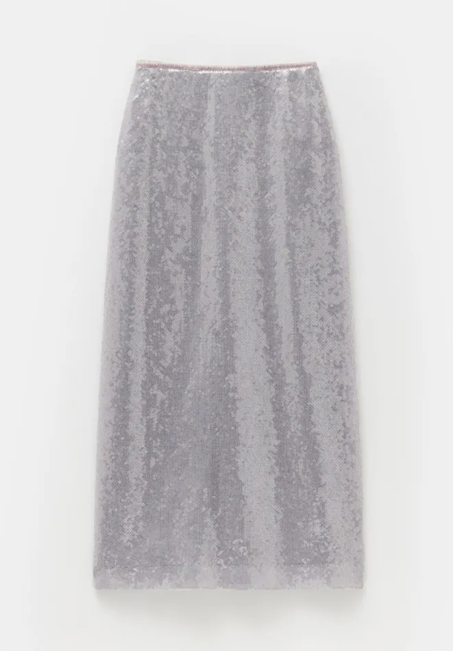 Hush Skirts Women Anais Sheer Sequin Midi Skirt Opal Grey Hush Skirts Women Anais Sheer Sequin Midi Skirt Opal Grey