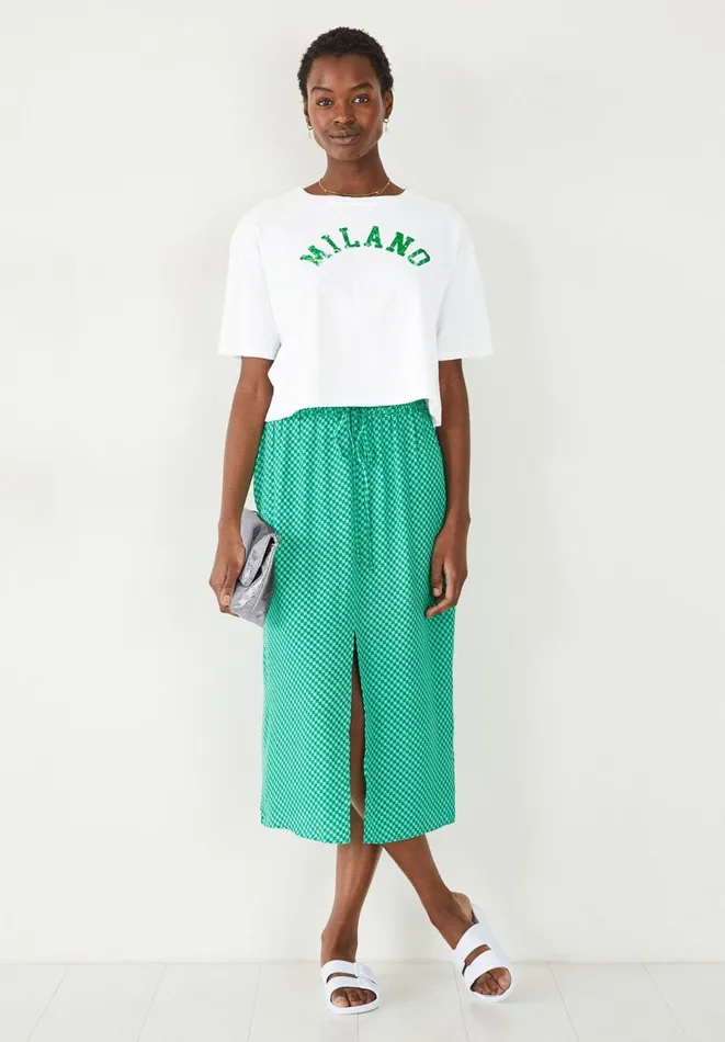 Hush Skirts Women Saskia Split Midi Skirt Mini Checkerboard Green