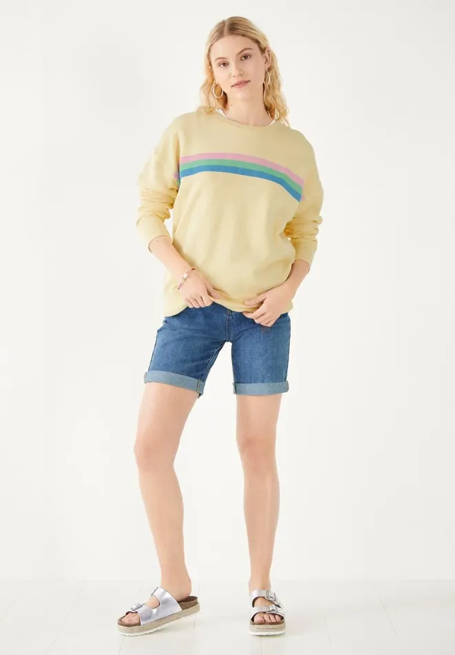 Hush Sweatshirts and Hoodies Women Aurora Stripe Relaxed Sweatshirt Yellow Multi