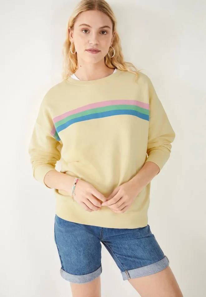 Hush Sweatshirts and Hoodies Women Aurora Stripe Relaxed Sweatshirt Yellow Multi Hush Sweatshirts and Hoodies Women Aurora Stripe Relaxed Sweatshirt Yellow Multi