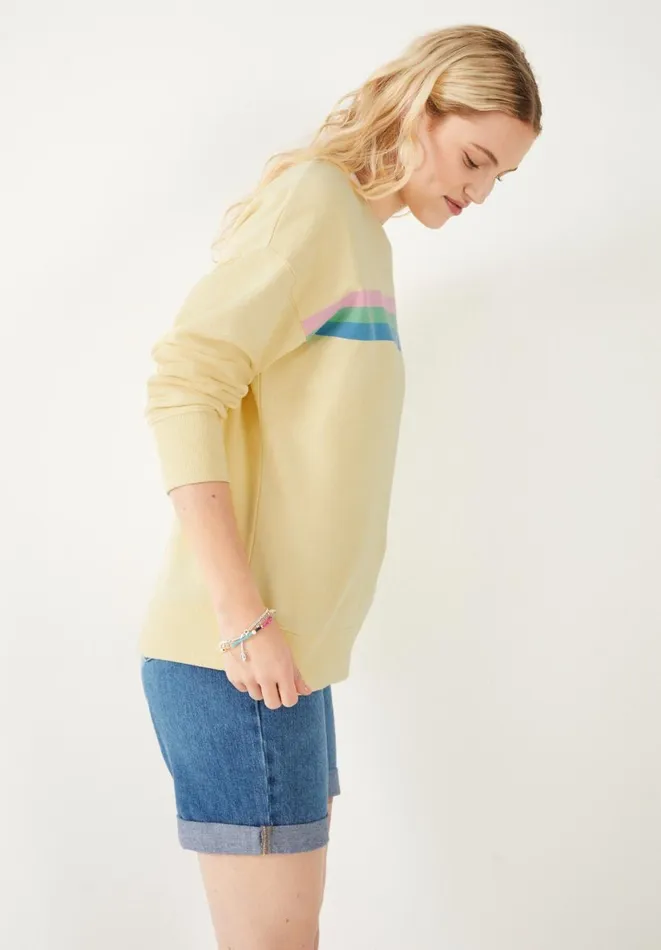 Hush Sweatshirts and Hoodies Women Aurora Stripe Relaxed Sweatshirt Yellow Multi Hush Sweatshirts and Hoodies Women Aurora Stripe Relaxed Sweatshirt Yellow Multi