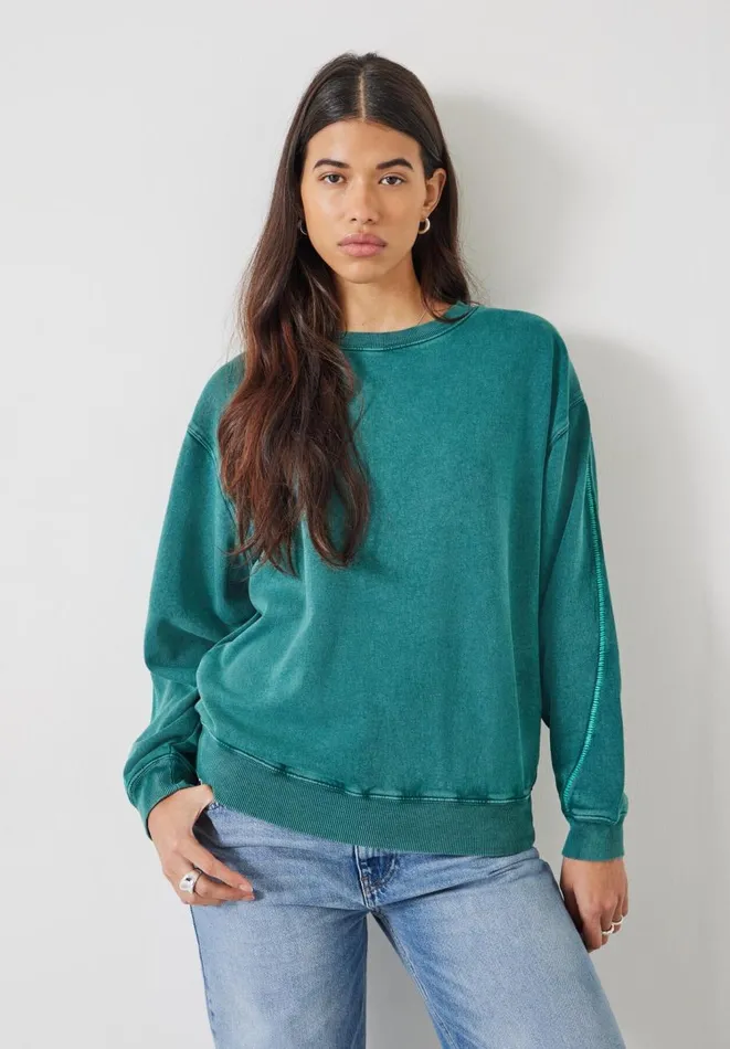 Hush Sweatshirts and Hoodies Women Contrast Stitch Sweatshirt Deep Aqua Hush Sweatshirts and Hoodies Women Contrast Stitch Sweatshirt Deep Aqua
