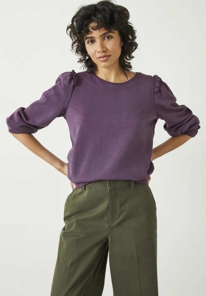 Hush Sweatshirts and Hoodies Women Emilia Cotton Ruffle Sweatshirt Berry