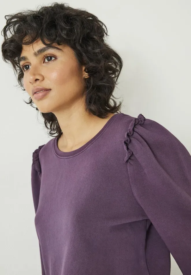 Hush Sweatshirts and Hoodies Women Emilia Cotton Ruffle Sweatshirt Berry