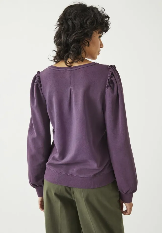 Hush Sweatshirts and Hoodies Women Emilia Cotton Ruffle Sweatshirt Berry