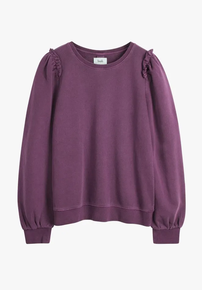 Hush Sweatshirts and Hoodies Women Emilia Cotton Ruffle Sweatshirt Berry
