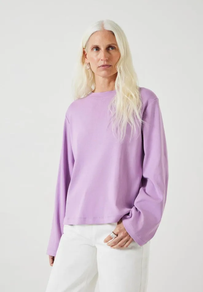 Hush Sweatshirts and Hoodies Women Kai Cotton Column Sleeve Top Mid Lilac