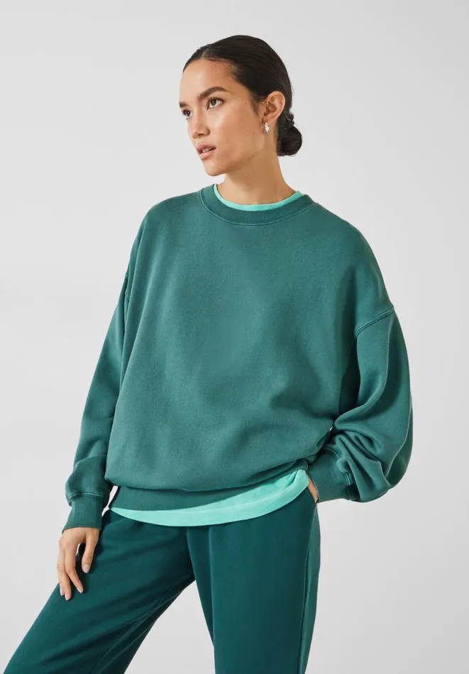 Hush Sweatshirts and Hoodies Women Quaden Cotton Oversized Sweatshirt Forest Green
