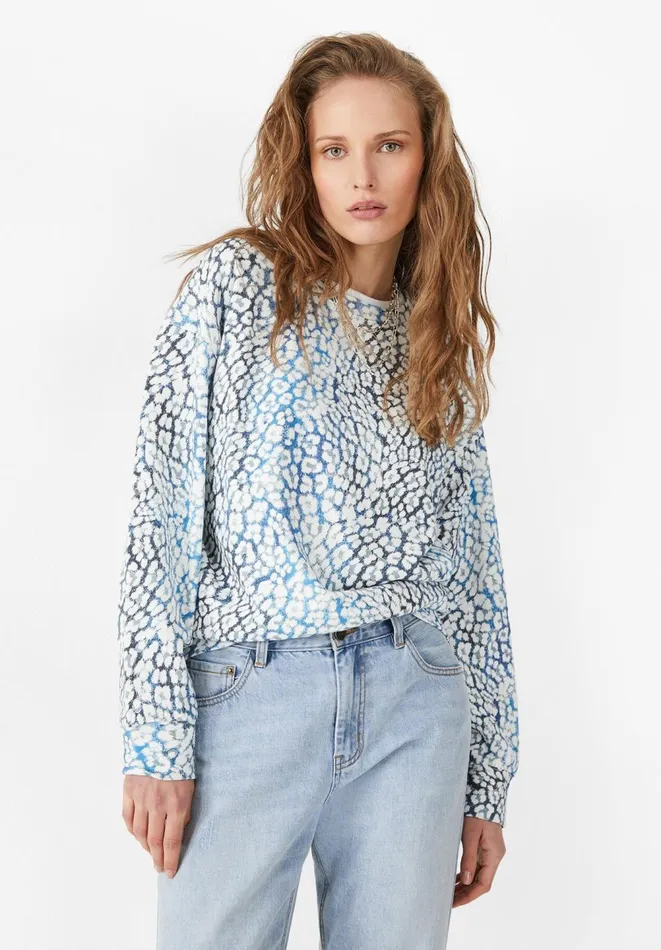 Hush Sweatshirts and Hoodies Women Romy Printed Sweatshirt Ombre Leopard Blue