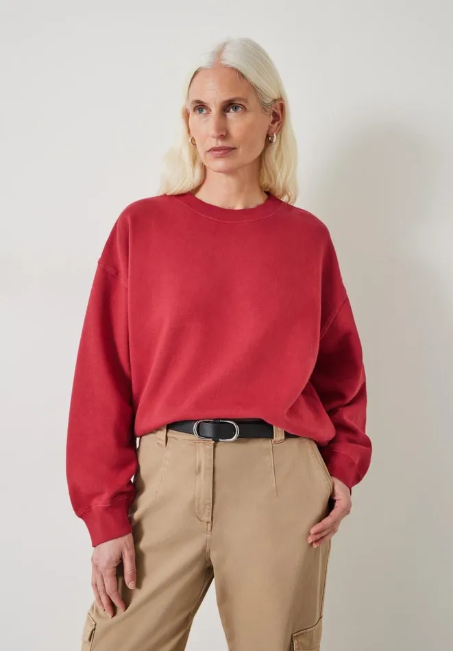 Hush Sweatshirts and Hoodies Women Rozanne Cotton Boxy Sweatshirt Faded Crimson