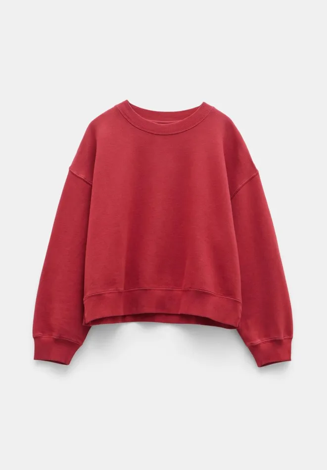 Hush Sweatshirts and Hoodies Women Rozanne Cotton Boxy Sweatshirt Faded Crimson Hush Sweatshirts and Hoodies Women Rozanne Cotton Boxy Sweatshirt Faded Crimson
