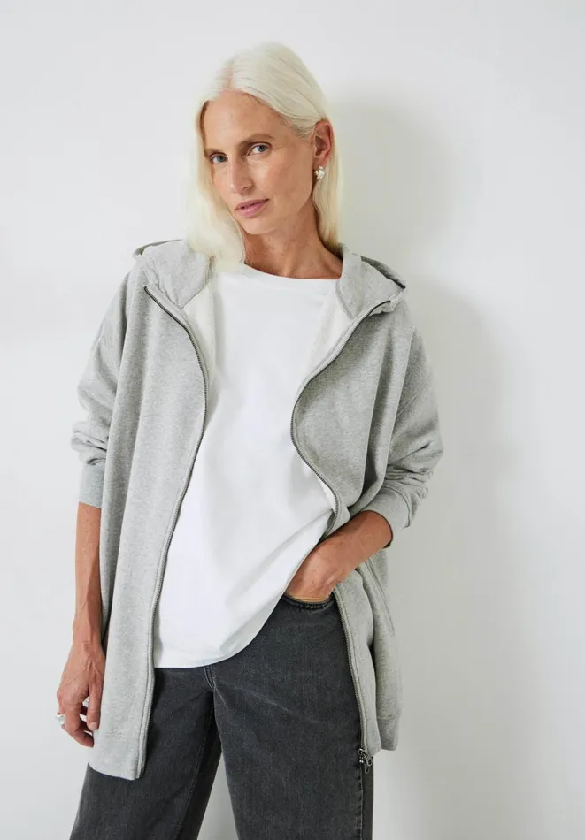 Hush Sweatshirts and Hoodies Women Tobbie Longline Hoodie Grey Marl