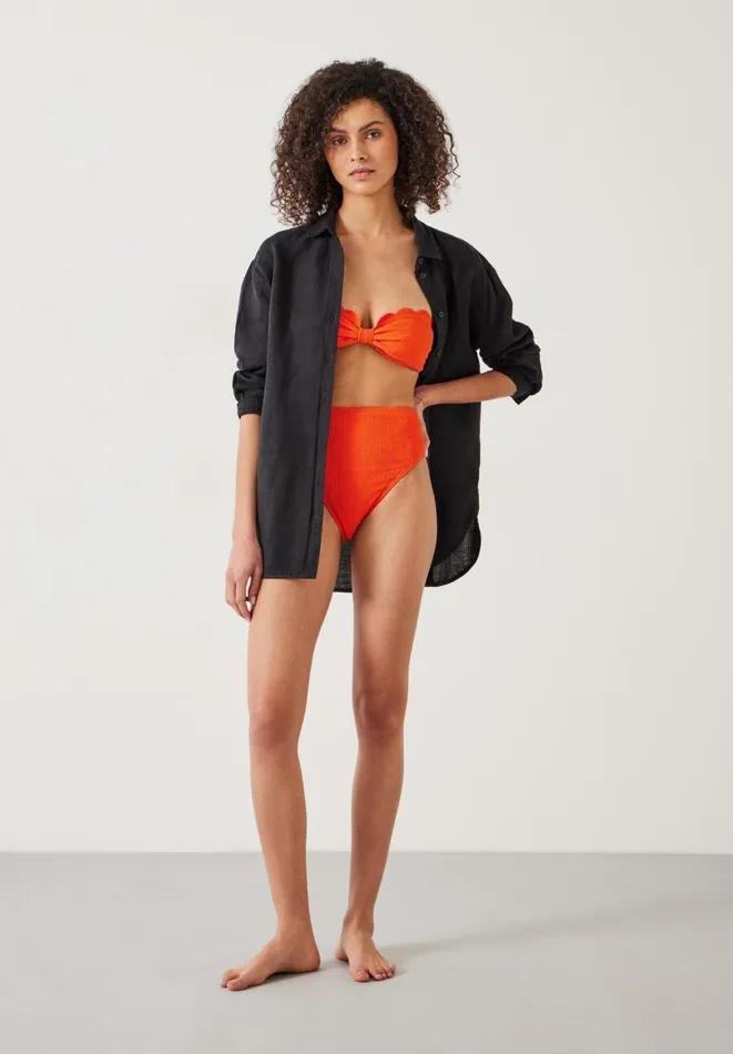 Hush Swimwear and Beachwear Women Harper High Waisted Crinkle Bikini Bottoms Orange Hush Swimwear and Beachwear Women Harper High Waisted Crinkle Bikini Bottoms Orange