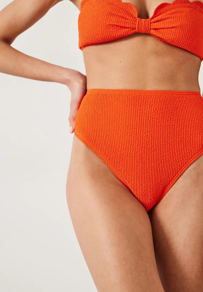 Hush Swimwear and Beachwear Women Harper High Waisted Crinkle Bikini Bottoms Orange Hush Swimwear and Beachwear Women Harper High Waisted Crinkle Bikini Bottoms Orange