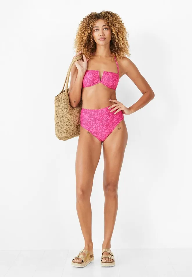 Hush Swimwear and Beachwear Women Heather High Waisted Bikini Bottoms Contrast Leopard