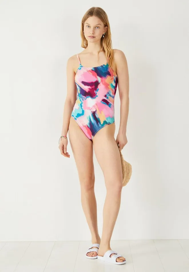 Hush Swimwear and Beachwear Women Sanna Square Neck Swimsuit Multicolour Marble