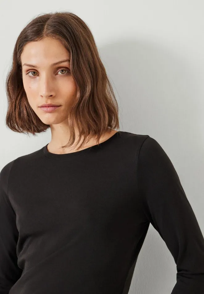 Hush Tops and Tshirts Women Anna Slim Crew Neck Top Black Hush Tops and Tshirts Women Anna Slim Crew Neck Top Black