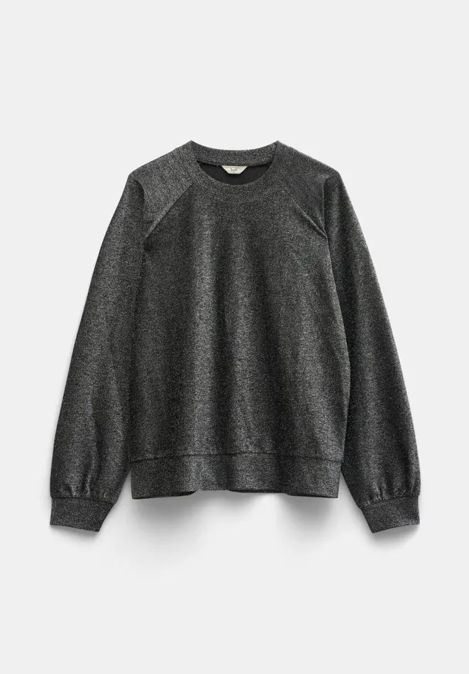 Hush Tops and Tshirts Women Darcy Raglan Sleeve Sparkle Sweatshirt Silver Lurex