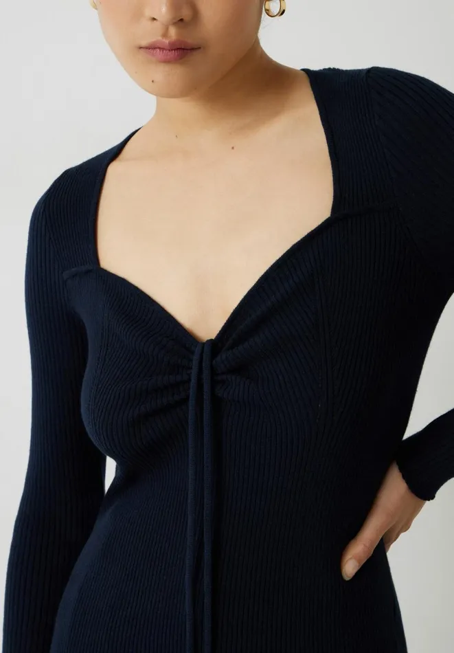 Hush Tops and Tshirts Women Ellen Ruched Halter Neck Knitted Top Midnight Navy