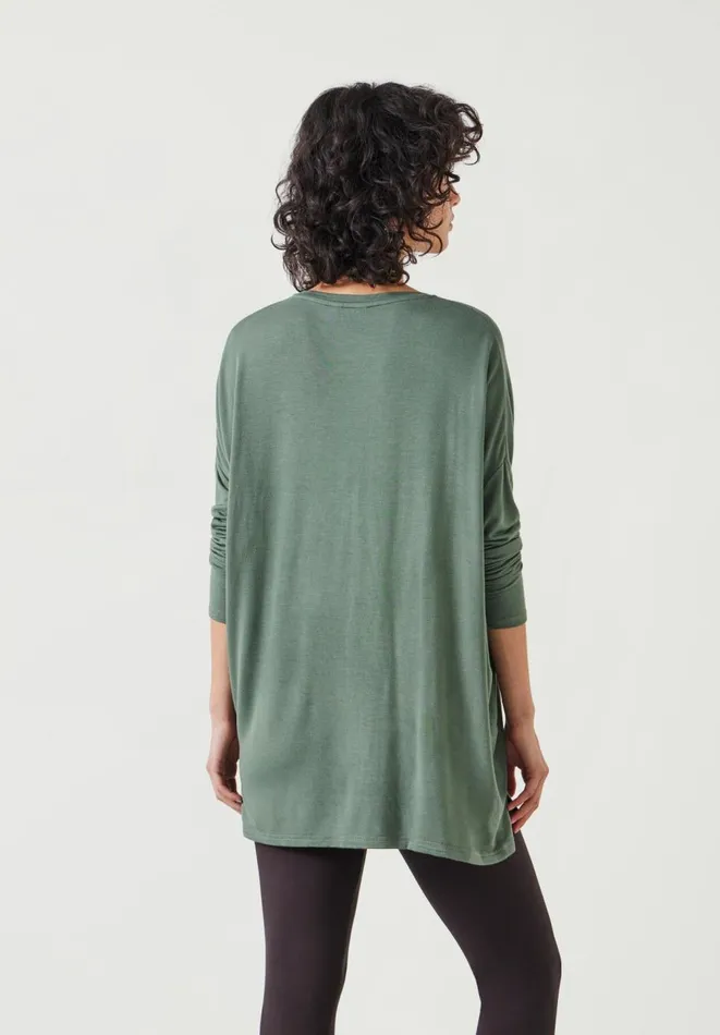 Hush Tops and Tshirts Women Gillian Wide Jersey V Neck Top Khaki