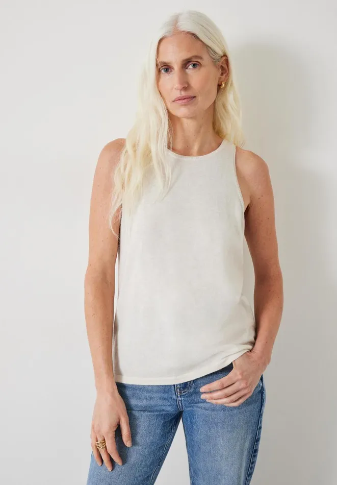 Hush Tops and Tshirts Women Jada Fine Gauge Knitted Tank Top Soft White