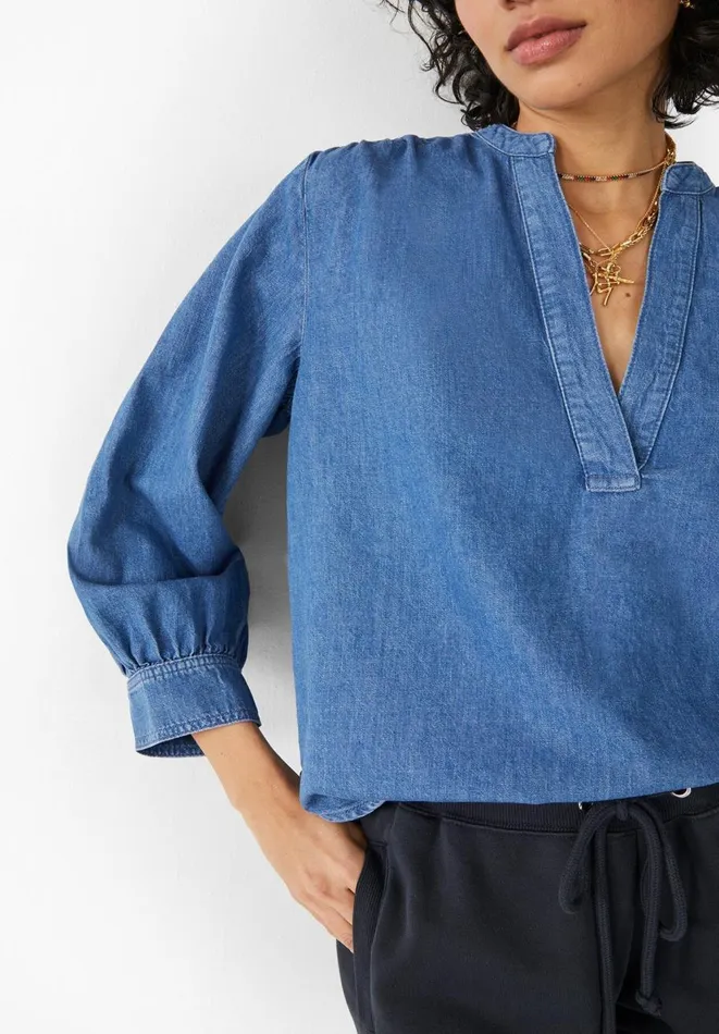 Hush Tops and Tshirts Women Jennie Denim Top Authentic Blue Wash Hush Tops and Tshirts Women Jennie Denim Top Authentic Blue Wash