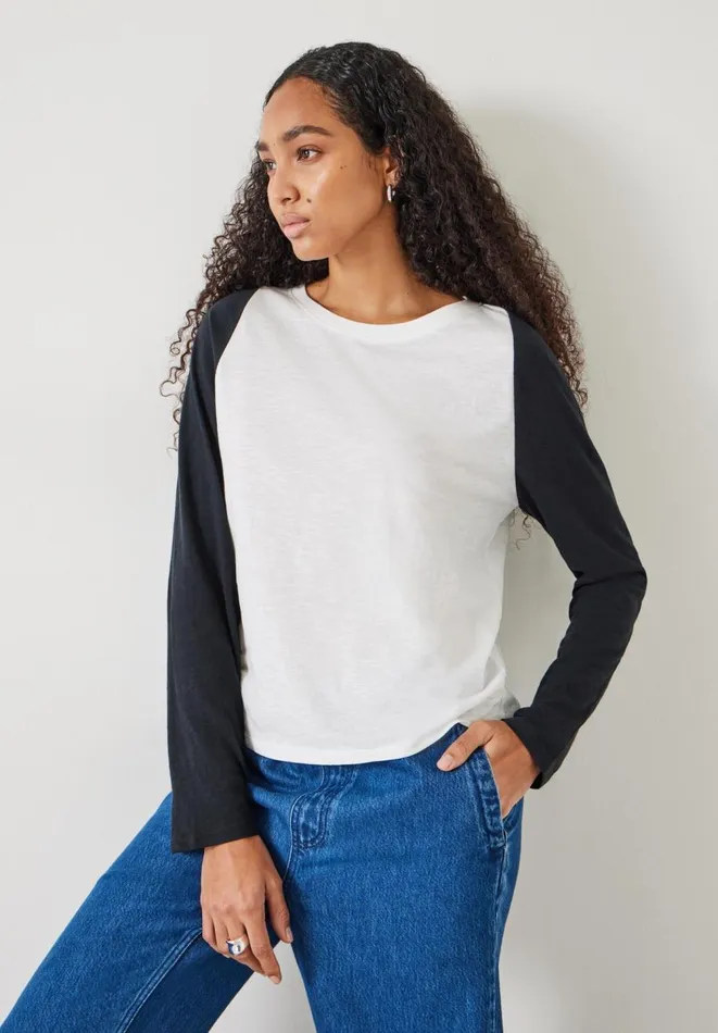 Hush Tops and Tshirts Women Kori Colour Block Longsleeve Top White