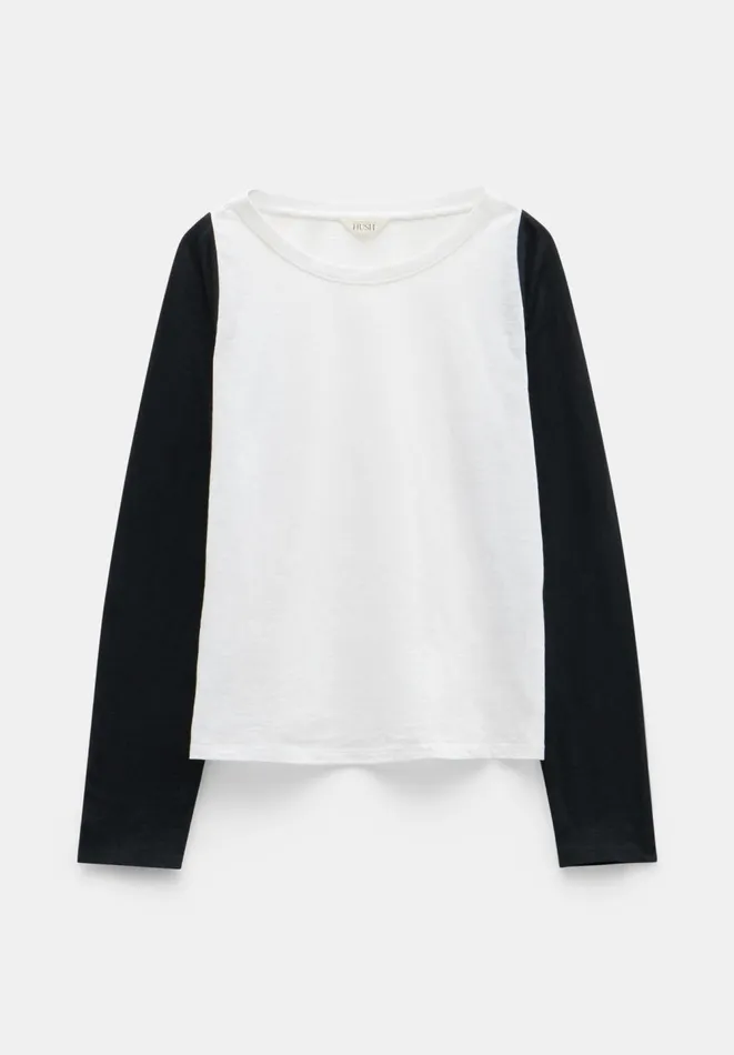 Hush Tops and Tshirts Women Kori Colour Block Longsleeve Top White Hush Tops and Tshirts Women Kori Colour Block Longsleeve Top White