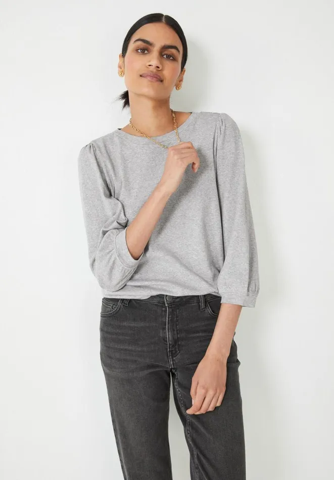 Hush Tops and Tshirts Women Mimi Puff Sleeve TShirt Grey Marl