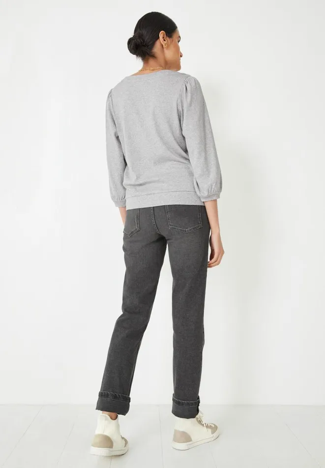 Hush Tops and Tshirts Women Mimi Puff Sleeve TShirt Grey Marl Hush Tops and Tshirts Women Mimi Puff Sleeve TShirt Grey Marl