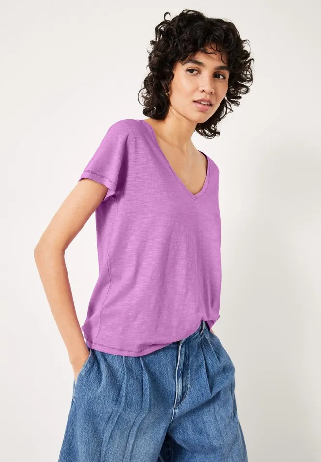 Hush Tops and Tshirts Women Slim VNeck TShirt Mid Purple