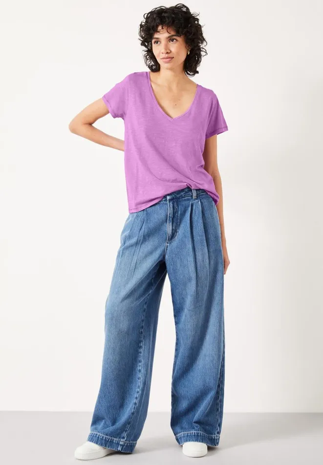 Hush Tops and Tshirts Women Slim VNeck TShirt Mid Purple