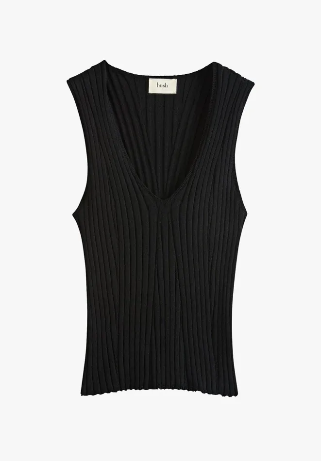 Hush Tops and Tshirts Women Suri Knitted Rib Vest Top Black