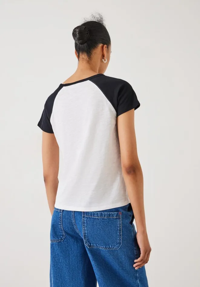 Hush Tops and Tshirts Women Tammy Contrast Raglan Slim Fit TShirt Black Brillian White Hush Tops and Tshirts Women Tammy Contrast Raglan Slim Fit TShirt Black Brillian White