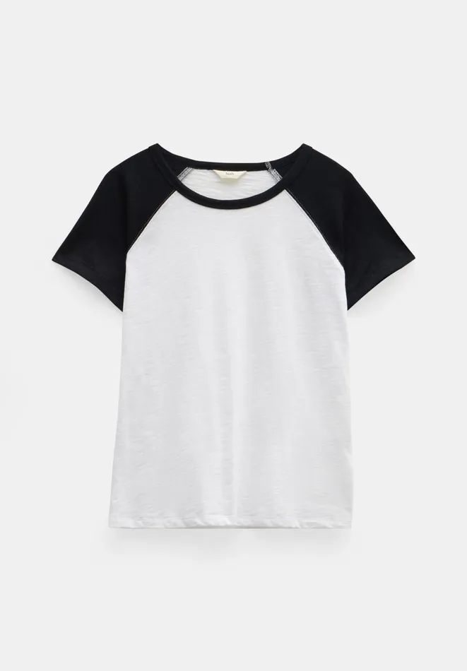 Hush Tops and Tshirts Women Tammy Contrast Raglan Slim Fit TShirt Black Brillian White Hush Tops and Tshirts Women Tammy Contrast Raglan Slim Fit TShirt Black Brillian White