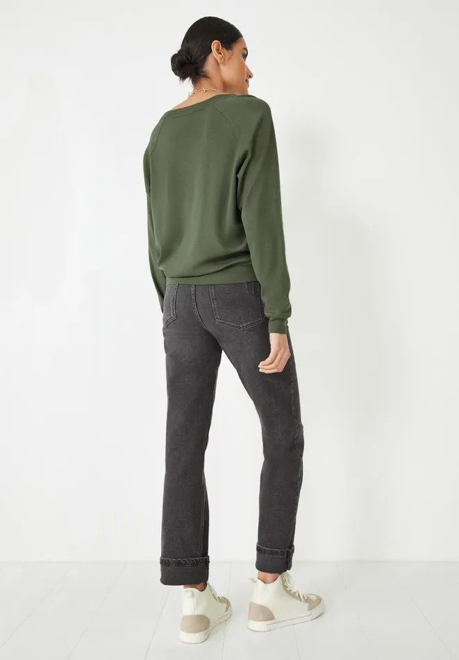 Hush Tops and Tshirts Women Tilda Long Sleeve Cotton Top Khaki Hush Tops and Tshirts Women Tilda Long Sleeve Cotton Top Khaki