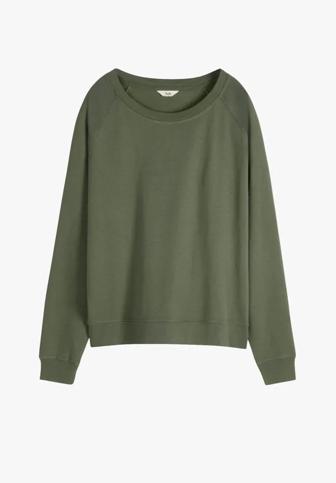 Hush Tops and Tshirts Women Tilda Long Sleeve Cotton Top Khaki Hush Tops and Tshirts Women Tilda Long Sleeve Cotton Top Khaki