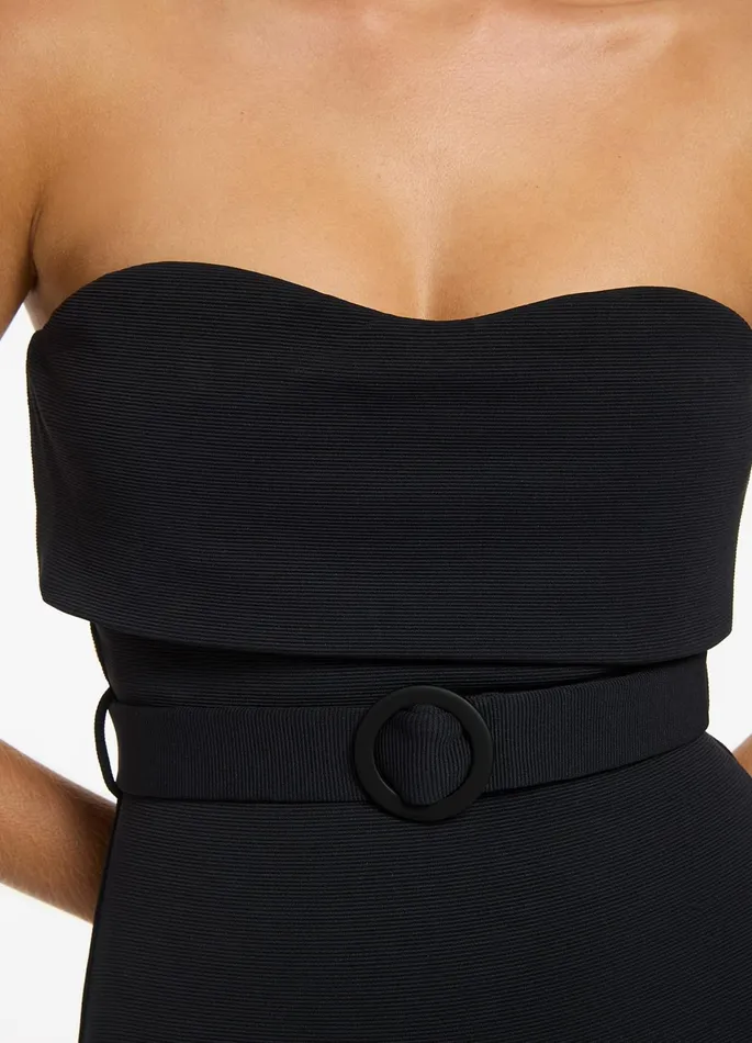 Isla Rib Fold Down Bandeau One Piece Black Women JETS Australia Bandeau One Piece