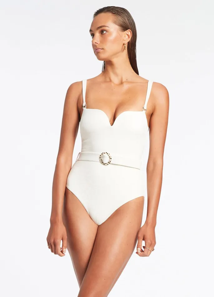 Isla Rib Sweetheart Tank One Piece Cream Women JETS Australia Tank One Piece