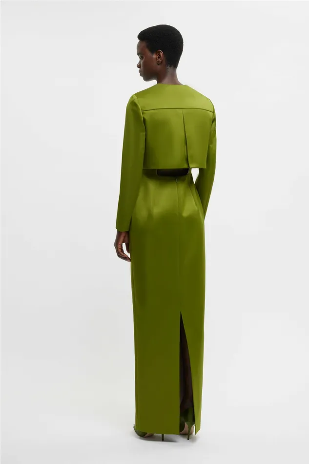 Jackets And Coats Women Emilia Wickstead Haydee Jacket In Olive Green Doppio Satin Jackets And Coats Women Emilia Wickstead Haydee Jacket In Olive Green Doppio Satin