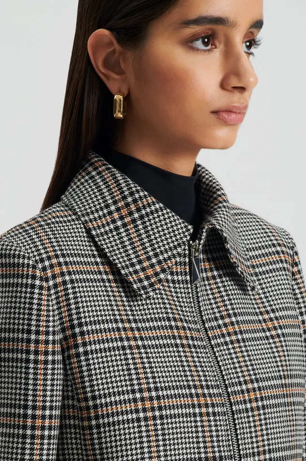 Jackets Scanlan Theodore Women PLAID ZIP JACKET BLACKWHITE