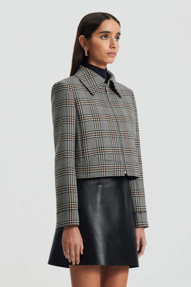 Jackets Scanlan Theodore Women PLAID ZIP JACKET BLACKWHITE